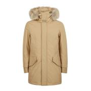 Woolrich Hög Krage Päls Parkas Jacka Brown, Herr