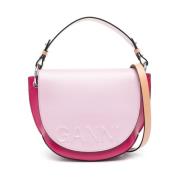 Ganni Logo Saddle Tote Väska Rosa Pink, Dam