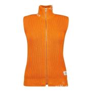 MM6 Maison Margiela Stickad väst utan ärmar med ribbstickning Orange, ...