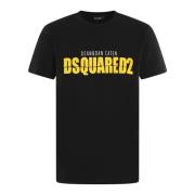 Dsquared2 Herr T-shirt Klassisk Passform Black, Herr