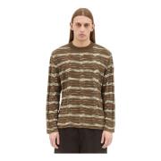 Brain Dead Randig Crewneck Sweater Brown, Herr