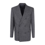 Emporio Armani Mörkgrå Melange Blazer Gray, Herr