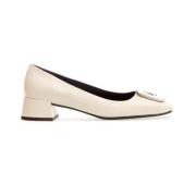 Tory Burch Vita Läder Square Toe Pumps White, Dam