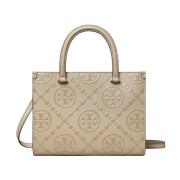 Tory Burch Beige Monogramväska med Magnetlås Beige, Dam