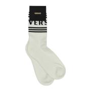 Versace Stretch Bomullsblandning Vita Strumpor White, Herr