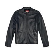 Diesel Svart Skinnjacka Black, Herr