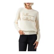 Saint Barth New Queen Sweater Beige Ribbed Collar Brown, Dam