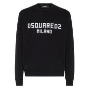 Dsquared2 Svart och vitt tryck sweatshirt Black, Herr