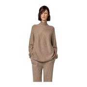 Alpha Studio Turtleneck Stickad Tröja Brown, Dam