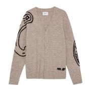 Nn07 Paisley Broderad Alpacka Kofta Gray, Herr