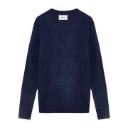 Nn07 Merinoull Navy Blue Sweater Blue, Herr