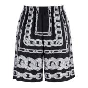 Versace Silke Medusa Chains Bermuda Shorts Black, Herr