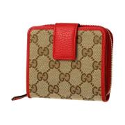 Gucci Röd Original GG Tyg Plånbok Red, Dam