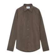 Nn07 Tryckt Twill Button-Up Skjorta Brown, Herr