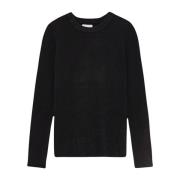 Nn07 Svart Stickad Crewneck Tröja Black, Herr