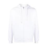 Moschino Vit Dragkedja Sweatshirt Casual Sweater Hoodie White, Herr