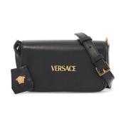 Versace Nappa Läder Tag Handväska Black, Dam