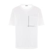 Brunello Cucinelli Vit Bomull T-shirt med Ficka White, Dam