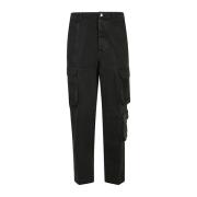 Nine In The Morning Svarta Slim-Fit Cargo Byxor Italien Black, Herr