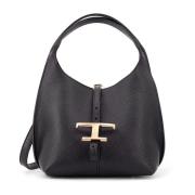 Tod's Läderhandväska med T-Timeless detalj Black, Dam