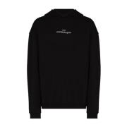 Maison Margiela Broderad bomullshoodie med logotyp Black, Herr