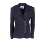 Msgm Svart Dragkedja Ull Blazer Black, Dam