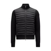 Moncler Svart Vadderad Bomull Zip-Up Kofta Black, Herr