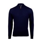 Stenströms Merino Wool Cable Half Zip Tröja Blue, Herr