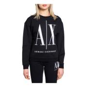 Armani Exchange Svart Sweatshirt för Kvinnor Black, Dam