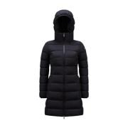 Moncler Lång Dunjacka Svart Regnkläder Flare Black, Dam