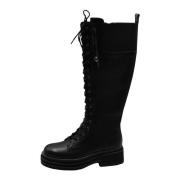 Kurt Geiger Svarta Läder Chelsea Combat Boots Black, Dam