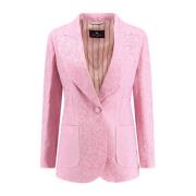 Etro Broderad Silkeblandad Jacquard Blazer Pink, Dam