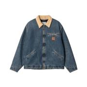 Carhartt Wip Denim dragkedja jacka med sammet krage Blue, Herr