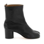 Maison Margiela Läder Tabi Ankelboots med Cylinderklack Black, Dam