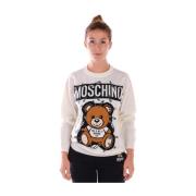 Moschino Mysig Stickad Pullover Sweater White, Dam