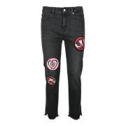 Love Moschino Stiliga Jeans med Bomullsblandning Black, Dam