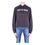 Tommy Hilfiger Svart Logo Front Sweater Black, Dam