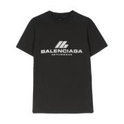 Balenciaga Svart Logo Print Crew Neck T-shirt Black, Dam