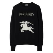 Burberry Svart Kashmir Ulltröja Ryttardesign Black, Herr