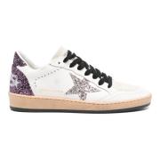 Golden Goose Vita Sneakers med Glittrig Detalj och Lila Patch White, D...