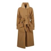 Patou Oversized Cashmere Wool Coat Brown, Dam