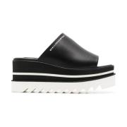 Stella McCartney Svarta Logo Print Plattform Sandaler Black, Dam