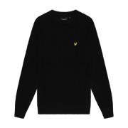 Lyle & Scott Stickat Våffelstickad Tröja Black, Herr