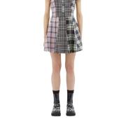 Msgm Tartan Patchwork Ull Mini Kjol Multicolor, Dam