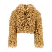 Burberry Kort jacka med faux fur effekt Beige, Dam