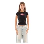 Diesel Oval D Tee i 9Xxb Black, Dam