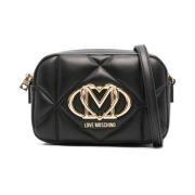 Love Moschino Svart Axelväska med Toppdragkedja Black, Dam