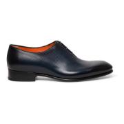 Santoni Herr präglad läder Oxford sko Blue, Herr