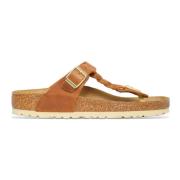 Birkenstock Flätade Cognac Oljade Sandaler Brown, Dam