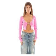 Diesel Faded Ribbed Cardigan in 377 Pink, Dam